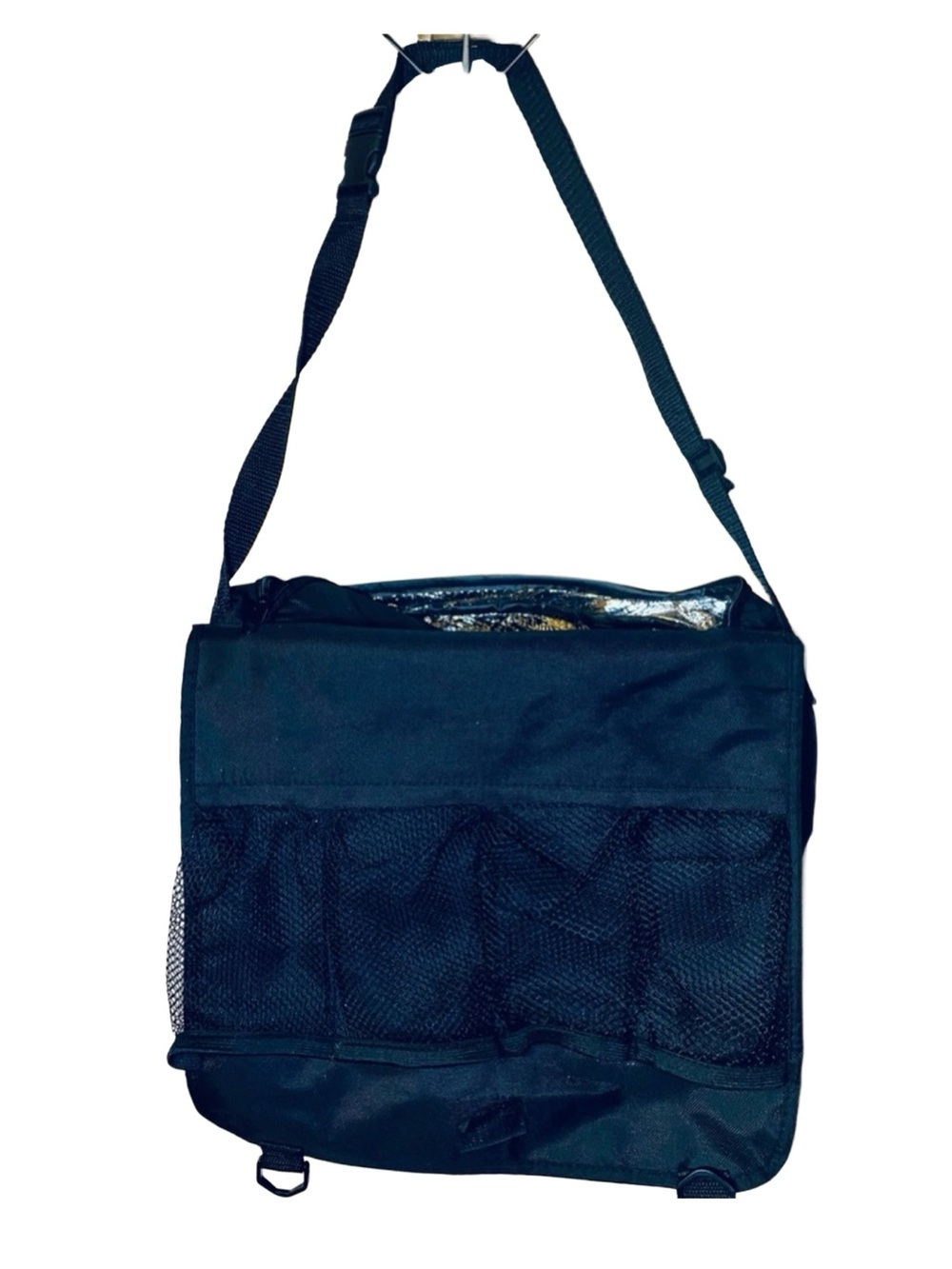 Insulated Black Nylon Shoulder Crossbody Handbag Foldβ Over Close